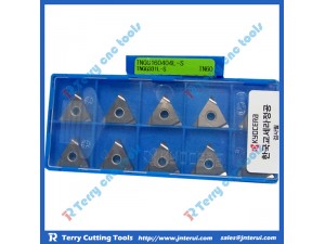 Place of Origin: Japan 
Brand Name: Kyocera 
Model Number: All model 
Material: Hard Alloy 
Usage: Thread Turning Tool 
Hardness: 60-350 
Coating: PVD/CVD 
Model: TNGG160402L-S TN6020 
Grade: TN6020 
Price: More competitive 
Delivery: Within 3-5